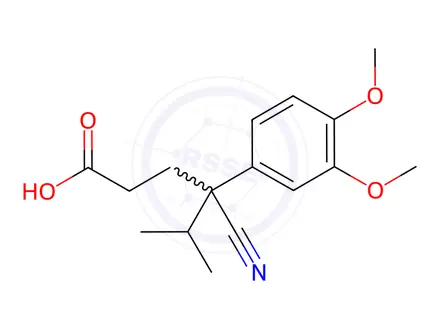 Chemical structure of 4-Cyano-4-(3,4-dimethoxyphenyl)-5-methylhexanoic acid