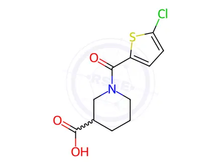 Chemical structure of 1-(5-Chlorothiophene-2-carbonyl)piperidine-3-carboxylic acid