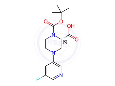 Chemical structure of (S)-1-(tert-Butoxycarbonyl)-4-(5-fluoropyridin-3-yl)piperazine-2-carboxylic acid