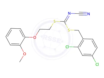 Chemical structure of (2,4-Dichlorobenzyl)[2-(2-methoxyphenoxy)ethyl]-cyanocarbonimidodithioate