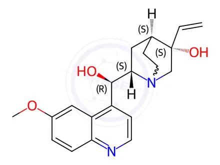 Chemical structure of (-)-(3S)-3-Hydroxy Quinine