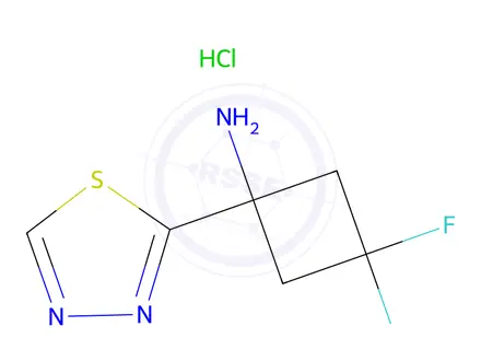 Chemical structure of 3,3-Difluoro-1-(1,3,4-thiadiazol-2-yl)cyclobutan-1-amine hydrochloride