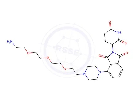 Chemical structure of 4-[4-[2-[2-[2-(2-aminoethoxy)ethoxy]ethoxy]ethyl]-1-piperazinyl]-2-(2,6-dioxo-3-piperidinyl)-1H-Isoindole-1,3(2H)-dione