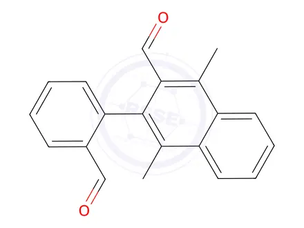 Chemical structure of 1,4-Dimethyl-3-(2-formylphenyl)-2-naphthaldehyde