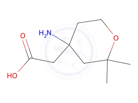 Chemical structure of 2-(4-Amino-2,2-dimethyltetrahydro-2h-pyran-4-yl)acetic acid