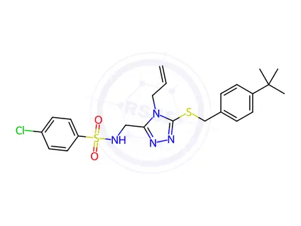 Chemical structure of N-((4-allyl-5-((4-(tert-butyl)benzyl)thio)-4H-1,2,4-triazol-3-yl)methyl)-4-chlorobenzenesulfonamide