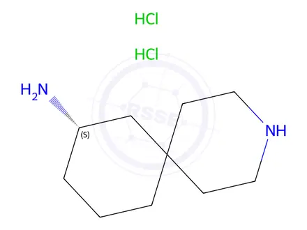 Chemical structure of (S)-3-azaspiro[5.5]Undecan-8-amine dihydrochloride