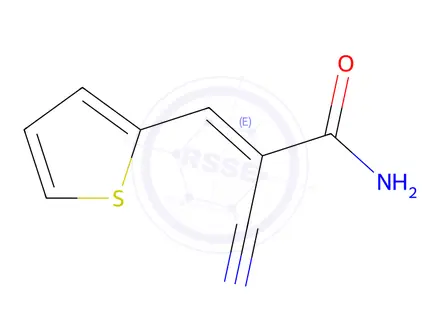 Chemical structure of (E)-2-Cyano-3-(thiophen-2-yl)acrylamide