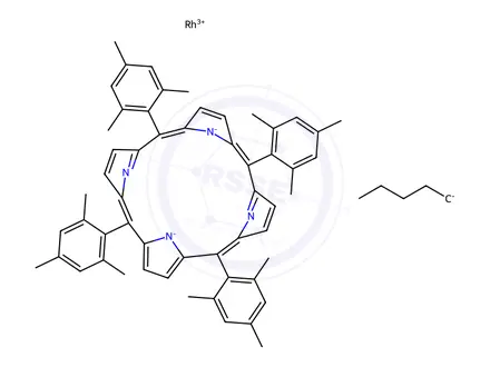 Chemical structure of Amyl(5,10,15,20-tetramesitylporphyrinato)rhodium(III)
