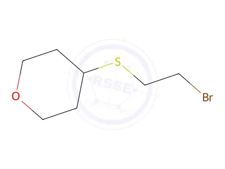 Chemical structure of 4-[(2-bromoethyl)sulfanyl]oxane