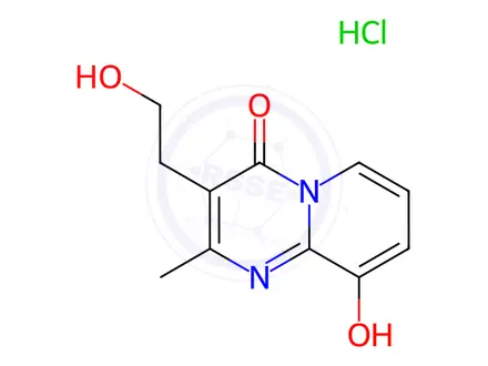 Chemical structure of 9-Hydroxy-3-(2-hydroxyethyl)-2-methyl-4H-pyrido[1,2-a]pyrimidin-4-one hydrochloride