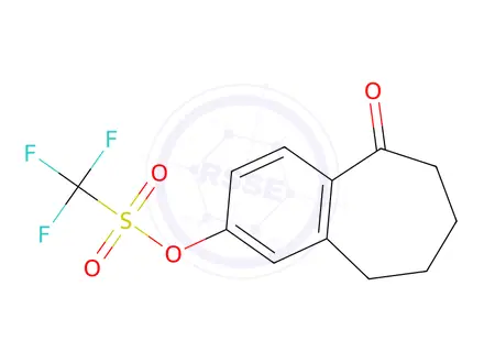 Chemical structure of 5-Oxo-6,7,8,9-tetrahydro-5H-benzo[7]annulen-2-yl trifluoromethanesulfonate