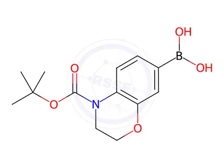 Chemical structure of (4-(tert-Butoxycarbonyl)-3,4-dihydro-2H-benzo[b][1,4]oxazin-7-yl)boronic acid