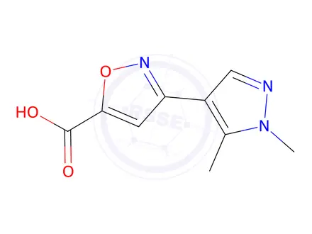 Chemical structure of 3-(1,5-Dimethyl-1h-pyrazol-4-yl)-1,2-oxazole-5-carboxylic acid