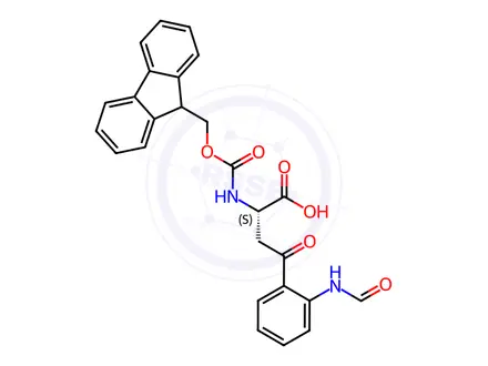 Chemical structure of (S)-2-((((9H-Fluoren-9-yl)methoxy)carbonyl)amino)-4-(2-formamidophenyl)-4-oxobutanoic Acid