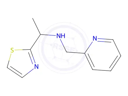 Chemical structure of N-(pyridin-2-ylmethyl)-1-(thiazol-2-yl)ethan-1-amine