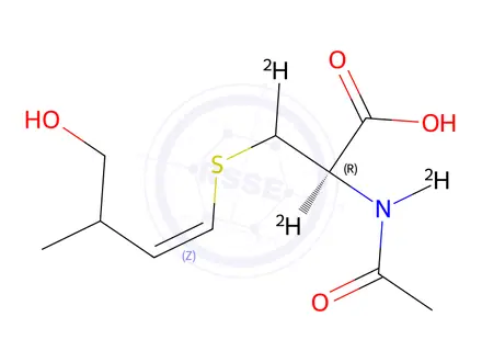 Chemical structure of N-Acetyl-S-(4-hydroxy-3-methyl-2-cis-buten-1-yl)-L-cysteine-d3