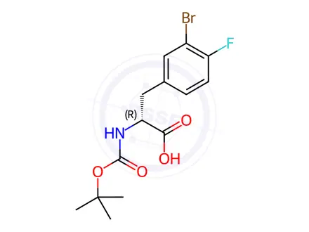 Chemical structure of N-Boc-3-bromo-4-fluoro-D-phenylalanine