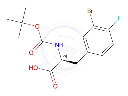 Chemical structure of N-Boc-3-bromo-4-fluoro-L-phenylalanine