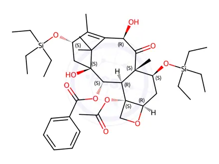 Chemical structure of 7,13-Bis-O-(triethylsilyl)-10-deacetyl Baccatin III