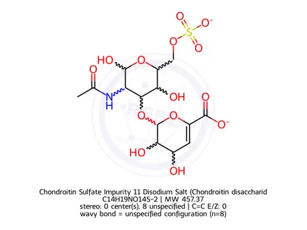 Chemical structure of Chondroitin Sulfate Impurity 11 Disodium Salt (Chondroitin disaccharide △di-6S Disodium Salt)