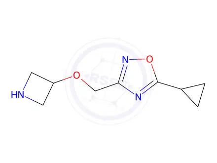 Chemical structure of 3-((Azetidin-3-yloxy)methyl)-5-cyclopropyl-1,2,4-oxadiazole