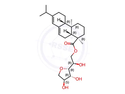 Chemical structure of Sorbitan, mono[[1R-(1alpha,4abeta,4balpha,10aalpha)]-1,2,3,4,4a,4b,5,6,10,10a-decahydro-1,4a-dimethyl-7-(1-methylethyl)-1-phenanthrenecarboxylate]