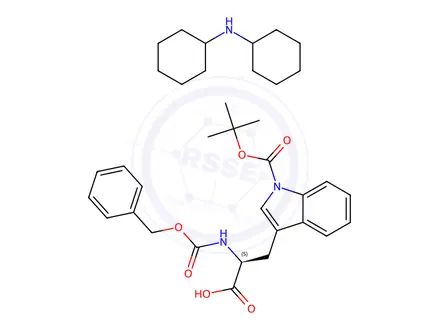 Chemical structure of N-alpha-Z-Nin-Boc-L-tryptophan dicylohexylammonium salt