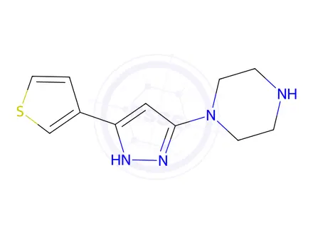 Chemical structure of 1-(3-(Thiophen-3-yl)-1h-pyrazol-5-yl)piperazine