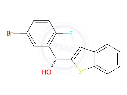 Chemical structure of α-(5-Bromo-2-fluorophenyl)benzo[b]thiophene-2-methanol,