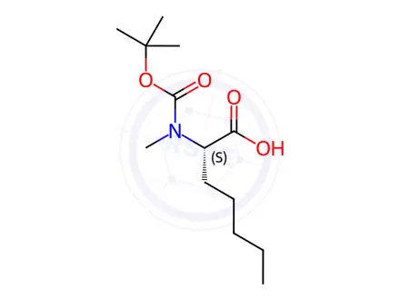 Chemical structure of (2S)-2-{[(tert-butoxy)carbonyl](methyl)amino}heptanoic acid