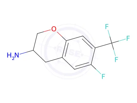 Chemical structure of 6-fluoro-7-(trifluoromethyl)-3,4-dihydro-2H-1-benzopyran-3-amine