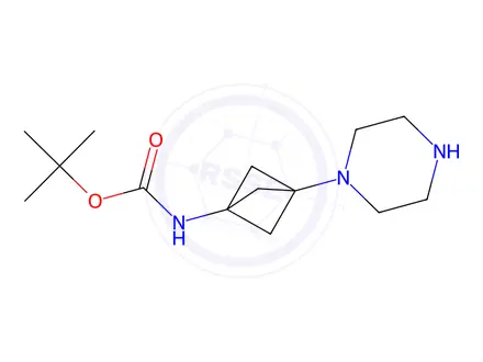Chemical structure of Tert-butyl (3-(piperazin-1-yl)bicyclo[1.1.1]Pentan-1-yl)carbamate