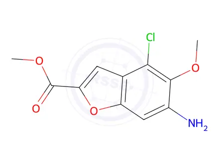 Chemical structure of Methyl 6-Amino-4-chloro-5-methoxybenzofuran-2-carboxylate