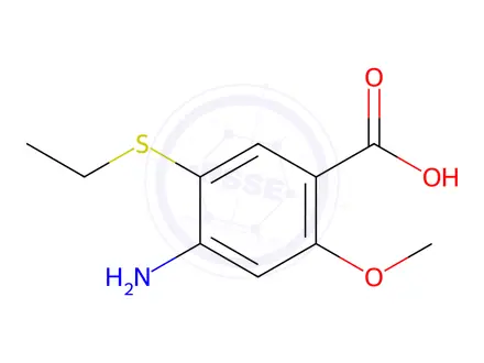 Chemical structure of 4-amino-5-(ethylthio)-2-methoxybenzoic acid