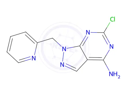 Chemical structure of 6-chloro-1-[(pyridin-2-yl)methyl]-1H-pyrazolo[3,4-d]pyrimidin-4-amine