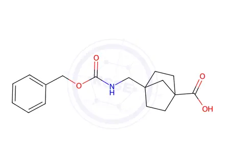 Chemical structure of 4-((((Benzyloxy)carbonyl)amino)methyl)bicyclo[2.2.1]Heptane-1-carboxylic acid