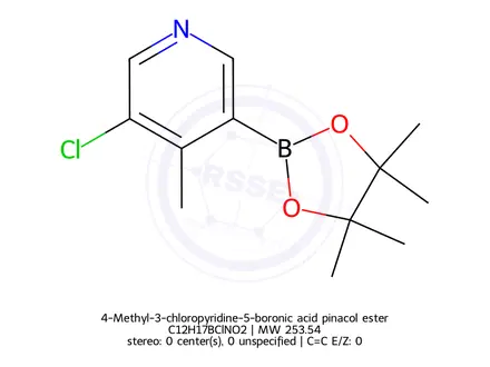 Chemical structure of 3-Chloro-4-methyl-5-(4,4,5,5-tetramethyl-1,3,2-dioxaborolan-2-yl)pyridine