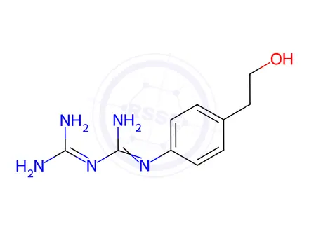 Chemical structure of N-[4-(2-Hydroxyethyl)phenyl]imidodicarbonimidic Diamide