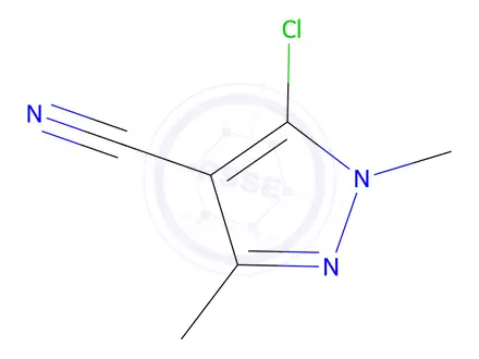 Chemical structure of 5-chloro-1,3-dimethyl-1H-pyrazole-4-carbonitrile