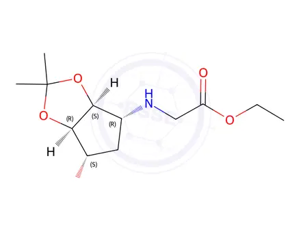 Chemical structure of Ethyl 2-(((3aS,4R,6S,6aR)-6-hydroxy-2,2-dimethyltetrahydro-3aH-cyclopenta[d][1,3]dioxol-4-yl)amino)acetate
