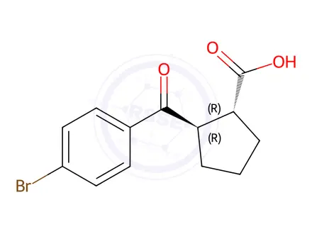 Chemical structure of (1R,2R)-2-(4-bromobenzoyl)cyclopentane-1-carboxylic acid
