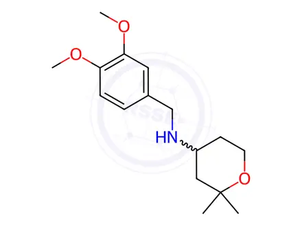 Chemical structure of N-(3,4-dimethoxybenzyl)-2,2-dimethyltetrahydro-2H-pyran-4-amine