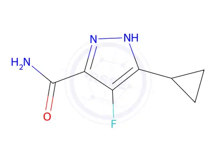 Chemical structure of 5-Cyclopropyl-4-fluoro-1H-pyrazole-3-carboxamide