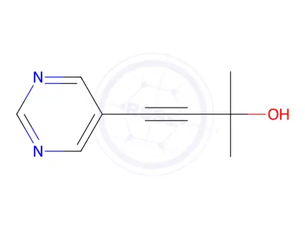 Chemical structure of 2-methyl-4-(pyrimidin-5-yl)but-3-yn-2-ol