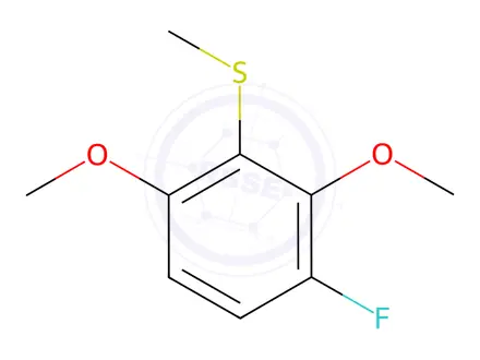 Chemical structure of Benzene, 1-fluoro-2,4-dimethoxy-3-(methylthio)-