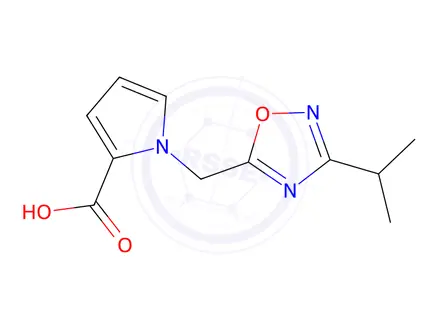 Chemical structure of 1-((3-Isopropyl-1,2,4-oxadiazol-5-yl)methyl)-1h-pyrrole-2-carboxylic Acid