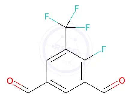 Chemical structure of 4-fluoro-5-(trifluoromethyl)isophthalaldehyde