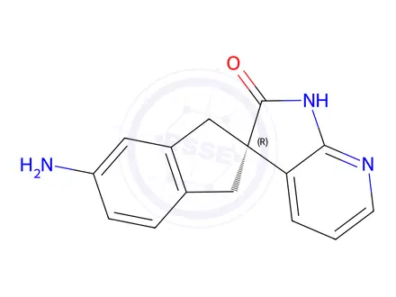 Chemical structure of (R)-5-amino-1,3-dihydrospiro[indene-2,3'-pyrrolo[2,3-b]pyridin]-2'(1'H)-one