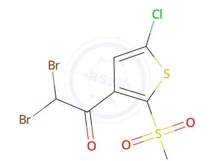 Chemical structure of 3-(2,2-Dibromoacetyl)5-Chlorothiophene-2-Sulfonamide